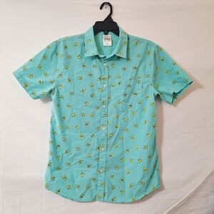 2015 Pokemon Pikachu Short Sleeve Button Down Shirt Size Mens M 38/40 W/ Pocket